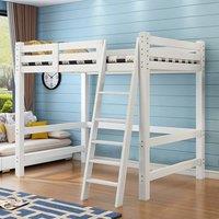 FORGEVIO High Sleeper Bunk Bed Loft Cabin Bed Solid Pine in White | Size: Cot