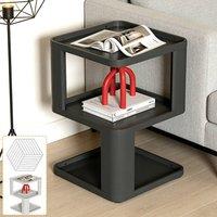 FORGEVIO Black Industrial Sofa Table with Shelves Display Storage Hallway | Size: 0.6m2