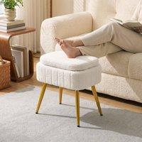 FORGEVIO White Vanity Stool Storage Ottoman