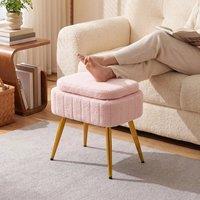 FORGEVIO Pink Vanity Stool Storage Ottoman