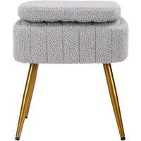 FORGEVIO Grey Vanity Stool Storage Ottoman
