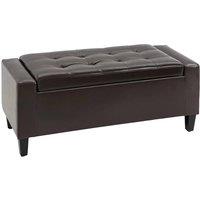 KORVIXA PU Leather Storage Ottoman Bench Footrest Stool in Brown | Size: 100 cm x 100 cm