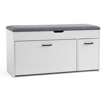 KORVIXA White Shoe Bench with Seat Cushion Storage | Size: 100 cm x 100 cm