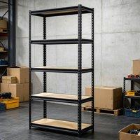 FORGEVIO Black 5 Shelf Adjustable Metal Rack Floor Standing Storage Unit | Size: 500mm