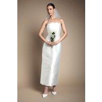 Coast Women's Scallop Detail Twill Column Wedding Dress in Ivory | Size: 10