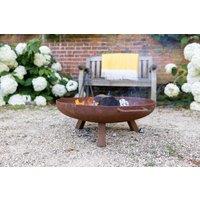 Primrose Corten Steel Fire Bowl With Round Legs 62cm Round in Red