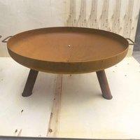 Primrose Corten Steel Fire Bowl With Round Legs 100cm Round in Red