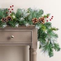 Christow Christmas Garland Frosted Cone Berry Hanging Decoration 180cm (S) or 270cm (L) in Green | Size: Large