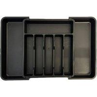 Almineez 8 Cutlery Drawer Organiser - Expandable Kitchen Tray Organiser in Black | Size: Large