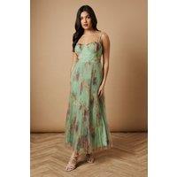 Oasis Women's Floral Corset Detail Midi Dress | Size: 12