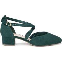Paradox London Women's Gemma' Wide Fit Cross Front Low Heel Shoes in Dark Green | Size: 3E