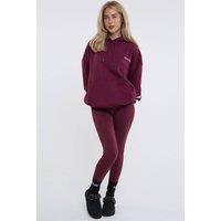 BCouture Women's Leggings & Oversized Hoodie Set in Burgundy | Size: Medium