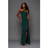 Vesper Women's Asymmetrical Maxi Dress in Dark Green | Size: 14