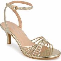 Spot On Women's Strappy Ankle Mid Heel Occasion Sandals in Metallic Gold | Size: 3