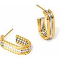 Elk & Bloom Women's Chunky Two-Tone Gold Ringed Hoops