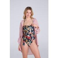 Animal Women's Stretchy Printed Chlorine Resistant Bandeau Belted Beach Swimsuit | Size: 8