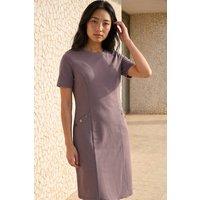 Roman Women's Petite Ponte Dress in Taupe | Size: 8
