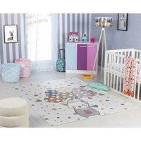 Livabliss Lilian Kids Multicoloured Beige Grey Washable Rug | Size: 80 cm x 150 cm
