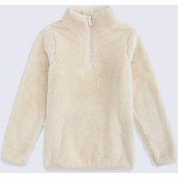 Animal 'Teddy' Fluffy Lightweight Warm Half Zip Fleece Pullover Jacket in Beige | Size: 3-4 Years