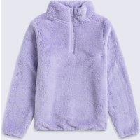 Animal 'Teddy' Fluffy Lightweight Warm Half Zip Fleece Pullover Jacket in Mauve | Size: 3-4 Years