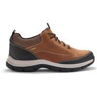 Clarks Men's Spypath Lo GORE-TEX Dark Tan Leather Trainers, Walking in Brown | Size: 10-Standard Fit