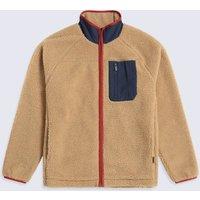 Animal Men's 'Bailey' Warm Lightweight Anti-Pill Borg Casual Full-Zip Pocket Jacket in Beige | Size: XL