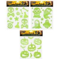 VFM e-Store Halloween Glow In Dark Gel Stickers Ghosts-Bones-Pumpkins 3 Pack in Green