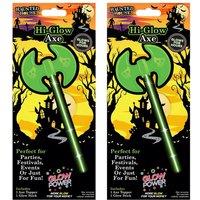 VFM e-Store Halloween 2 Sided Glow Axe Party Accessories Green 2 Pack
