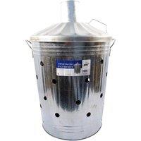 BARGAINS-GALORE 60l Medium Incinerator Galvanised Metal Garden Waste Wood Fire Bin Diy in Metallic Silver