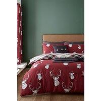 Catherine Lansfield Munro Stag Reversible Duvet Cover & Pillowcase Set in Red | Size: King