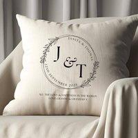 Aye Do Gifts Personalised Initials Circle Cushion in Cream