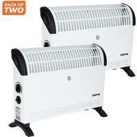 Geepas 2kW Convection Heater Electric Convector Radiator 3 Heat Setting 750/1250/2000W in White | Size: Single