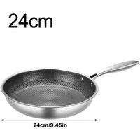 FLAVORA 24cm Stainless Steel Induction Geo Hex Frying Pan Non Stick in Silver | Size: 100 cm x 60 cm