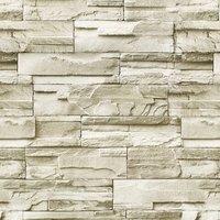 PAWNORA 3M Stone Brick Pattern Wallpaper in Beige