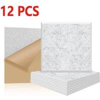 PAWNORA 12pc Self Adhesive Soundproof Wall Panels Acoustic Insulation Tile in Grey