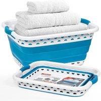 FORGEVIO Blue with 3 Handles Collapsible Laundry Basket | Size: 0.6m2