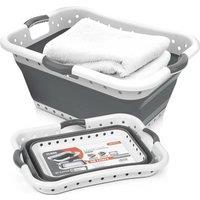 FORGEVIO Grey with 3 Handles Collapsible Laundry Basket | Size: 0.6m2