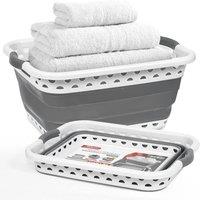 FORGEVIO Grey with 2 Handles Collapsible Laundry Basket | Size: 0.6m2