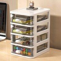 FORGEVIO 4 Tiers Storage Mini Cabinet Plastic Box in White | Size: 500mm