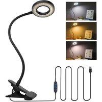 Kelvenix Clip On Desk Lamp LED Flexible Arm USB Dimmable Study in Black