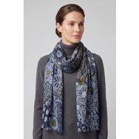 Vellin Women'sAbstract Floral Print Lightweight Scarf with Frayed Edges in Navy
