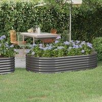 Berkfield Home Garden Raised Bed Powder-coated Steel 175x100x36 cm Grey | Size: 175 x 100 x 36 cm