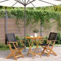 Berkfield Home 3 Piece Bistro Set Black Poly Rattan & Solid Wood