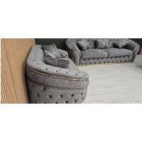 Celebrity Interiors Ambassador Sofa 3+2 Seater Grey Plush Velvet