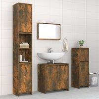 Berkfield Home 4 Piece Bathroom Furniture Set Smoked Oak Engineered Wood in Brown