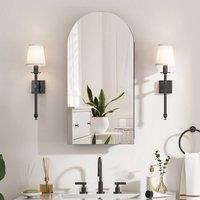 KEEPREAPER Sleek Bathroom Mirror Cabinet Black 40 x 80cm Wall Mounted | Size: 40 x 80 cm