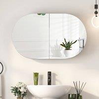 KEEPREAPER Sleek Bathroom Mirror Cabinet With Storage & Butterfly Doors 66x40cm in Black | Size: 66x40 cm