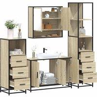 Berkfield Home 4 Piece Bathroom Furniture Set Sonoma Oak Engineered Wood in Brown