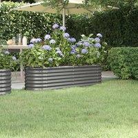 Berkfield Home Garden Raised Bed Powder-coated Steel 152x40x36 cm Grey | Size: 152 x 40 x 36 cm
