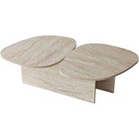 CALICOSY CELESTE Double-Tiered Coffee Table With Shape, 125 Cm Long in Cream